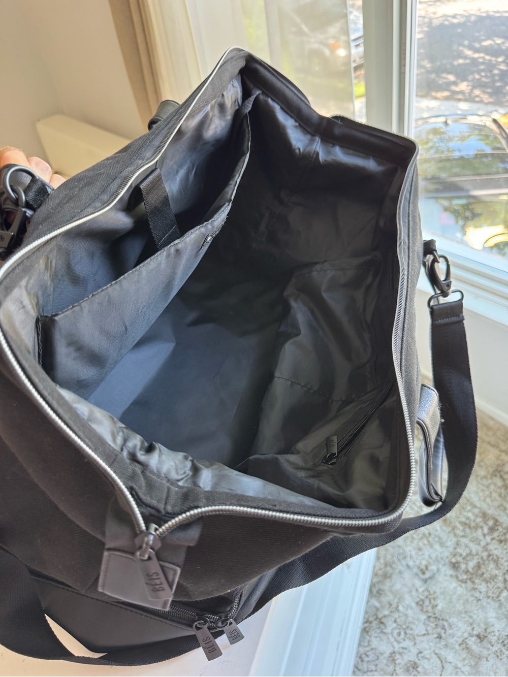 BEIS Black Weekender Travel Duffel Bag with Bottom Shoe Compartment - Picture 11 of 15
